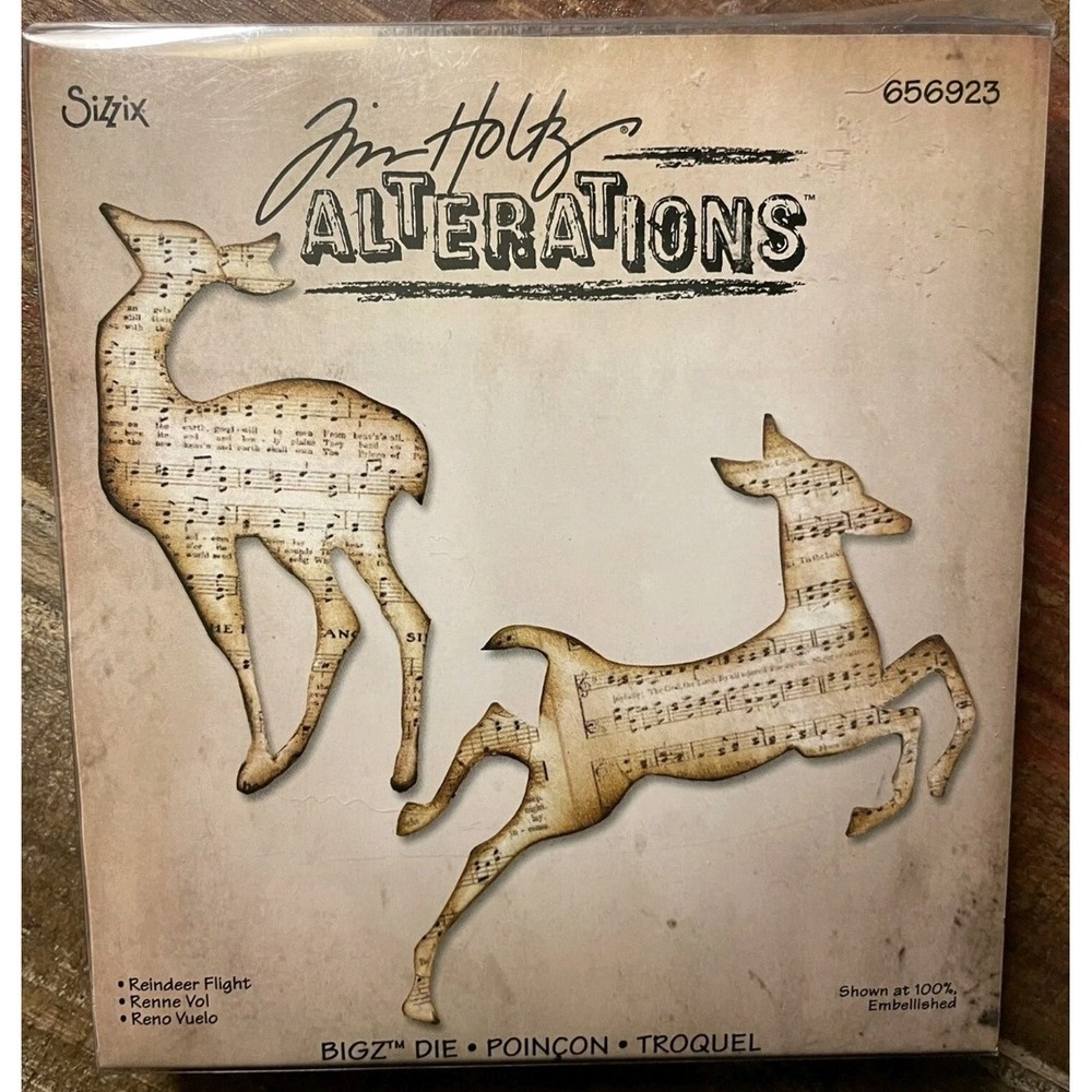 Tim Holtz Alterations REINDEER  FLIGHT Sizzix BIGZ Die 656923 Scrapbook Supplies